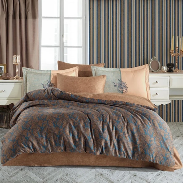 Çift Kişilik Saten Nev Lotus Bronz ürün görseli 1