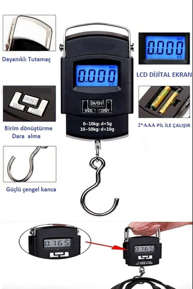 Elektronik Dijital El Kantarı 50 Kg Terazi Tartı 10 Gr Hassasiyet ürün görseli 1