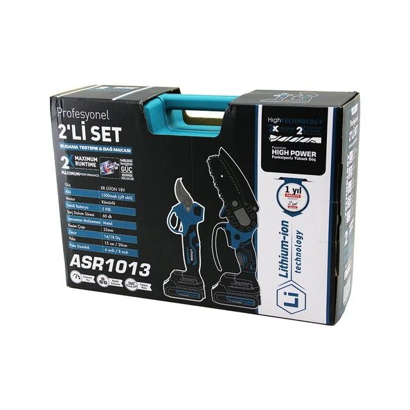 Profesyonel 2 Pcs Set 6 İnç - 8 İnç Budama Dal Kesme Testere Şarjli Zi̇nci̇rli̇ Kömürlü 18V-1500Mah ürün görseli 1