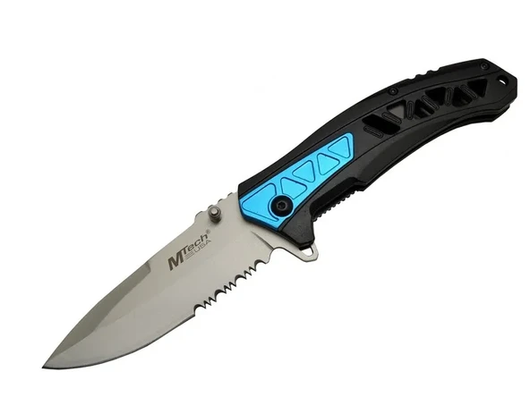 Mtech 4193 Mi Kamp Çakı 21Cm - Yarı Otomatik, Kemerlikli, Testere Detaylı, Desenli Sap ürün görseli 1