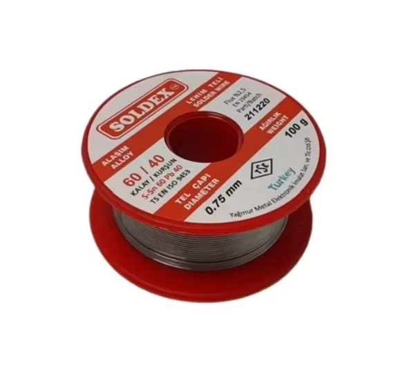 Soldex 60/40 Lehim Teli 100 Gr 0,75 Mm (Sn:60 / Pb:40) ürün görseli 1