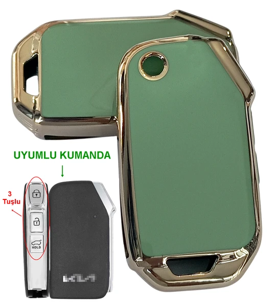 Kia Stonic Ceed Sportage Uyumlu Smart 3 Tuşlu Kumanda Anahtar Kılıfı Oto Anahtarlık Yeşil ürün görseli 1