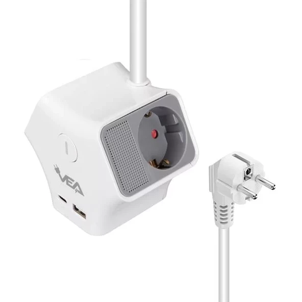 Vea Ve-G903Yc 3'Lü Usb+ Girişli Anahtarlı 1.5 Metre Grup Priz ürün görseli 1