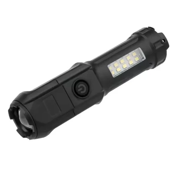 109-B Zoomlu Flash Özellikli Smd Power Led’Li Şarjlı Plastik Kasa El Feneri (Powerbank Özellikli) ürün görseli 1
