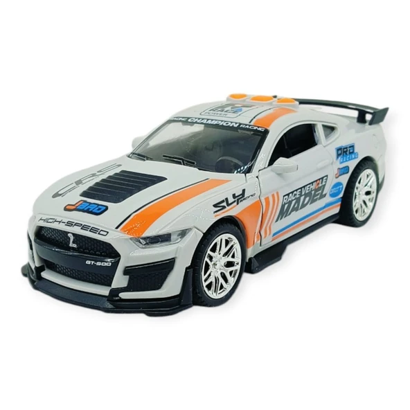 Spor Araba Gt-500 Sürtmeli Işıklı Sesli Beyaz Plastik 18Cm - 1 Adet ürün görseli 1