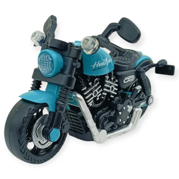 Sürtmeli Işıklı Sesli Chopper Motor Turkuaz 15Cm - 1 Adet ürün görseli 1
