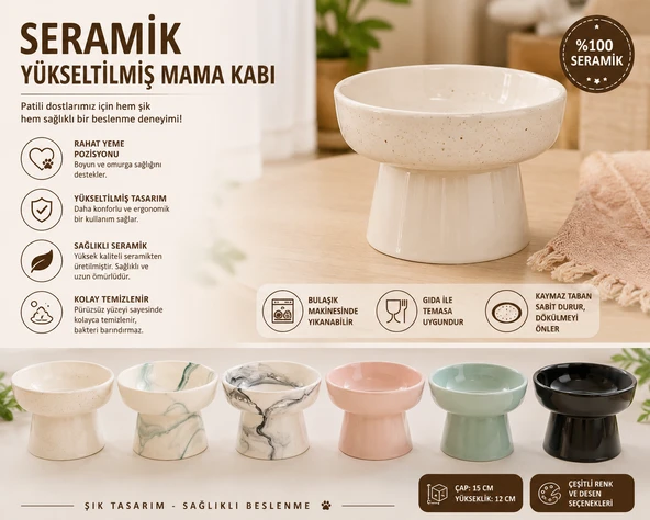 Yüksek Altlıklı Oval Seramik Su Kabı 250 Ml Çeşitli Renklerde ürün görseli 1