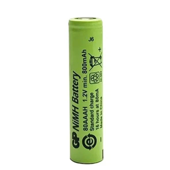 Gp 1.2 Volt 800 Mah Düz Kafa Şarjlı Aaa İnce Kalem Pil 80Aah ürün görseli 1