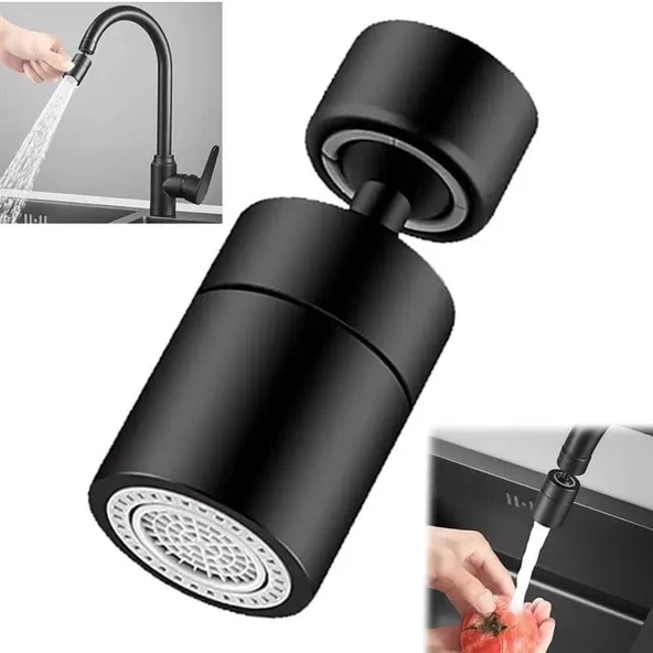 Sn-29318 Çift Hız Ayarlı Siyah Musluk Başlığı ürün görseli 1