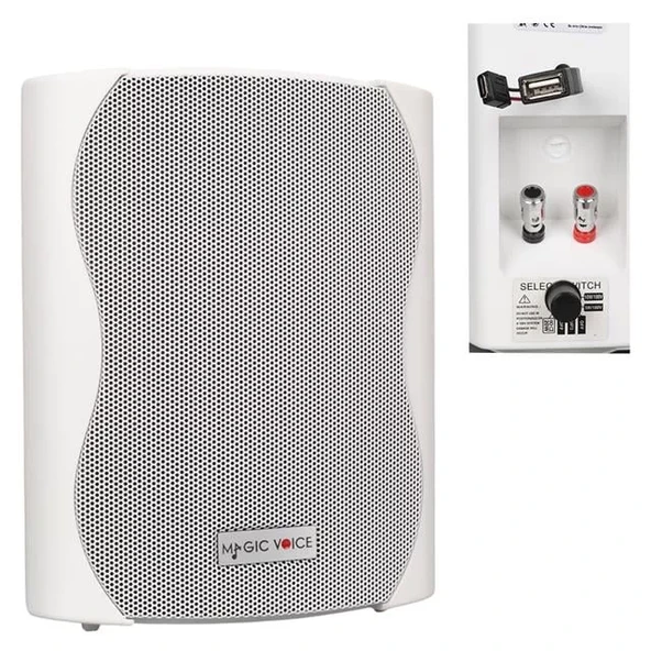 Magicvoice F-Lhy4S 4" (10 Cm) Hat Trafolu Duvar Tipi Sütun Hoparlör (10W Rms / 150W Peak - Mp3 Usb Uyumlu) - Beyaz ürün görseli 1