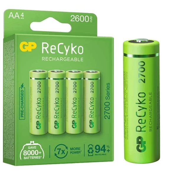 Gp Recyko Aa 2600 Mah Şarjlı 4'Lü Pil Gp270Aahce-2Eb4 (Gprhc272E001) ürün görseli 1
