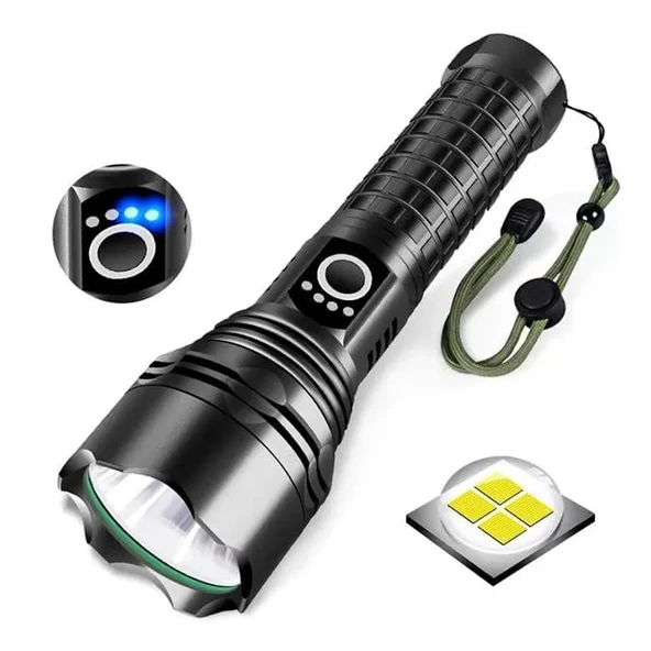 Relax-30 P50 Su Geçirmez Zoomlu Flash Özellikli Şarjlı Metal Kasa Profesyonel El Feneri ürün görseli 1