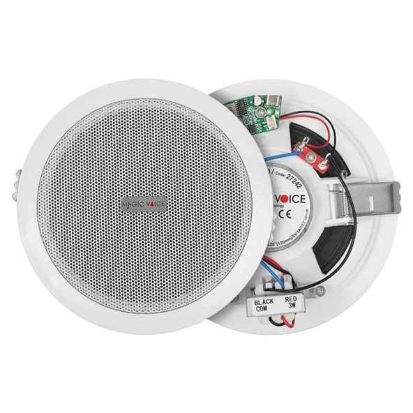 Magicvoice Tpı-350 5.25" (13.5 Cm) Hat Trafolu Alçıpan/Asma Tavan Tipi Hoparlör (6W Rms - Mp3 Usb Uyumlu) - Beyaz ürün görseli 1