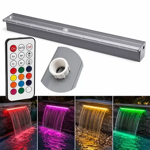 Pm-37795 Havuz Bahçe Şelale Başlığı 90Cm Rgb Led'Li Uzaktan Kontrollü ürün görseli 1