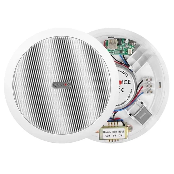 Magicvoice Tpı-351 6" (16 Cm) Hat Trafolu Alçıpan/Asma Tavan Tipi Hoparlör (6W Rms - Mp3 Usb Uyumlu) - Beyaz ürün görseli 1