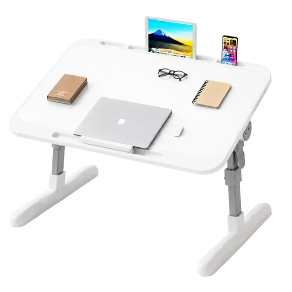 Sn-29697 Çok Fonksiyonlu Katlanabilir Yatak Koltuk Laptop Masası Yükseklik Açı Ayarlı Beyaz 60X40Cm ürün görseli 1