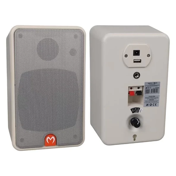 Magicvoice Mv-21 10 Cm 40 Watt Komütatörlü Hat Trafolu Beyaz Sütun Hoparlör (2'Li Takım) ürün görseli 1