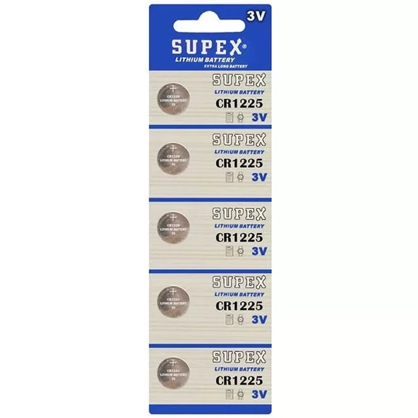 Supex Cr1225 3 Volt Lityum Pil 5'Li Paket ürün görseli 1
