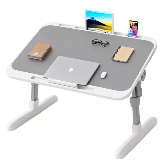 Sn-29698 Çok Fonksiyonlu Katlanabilir Yatak Koltuk Laptop Masası Yükseklik Açı Ayarlı Gri 60X40Cm ürün görseli 1