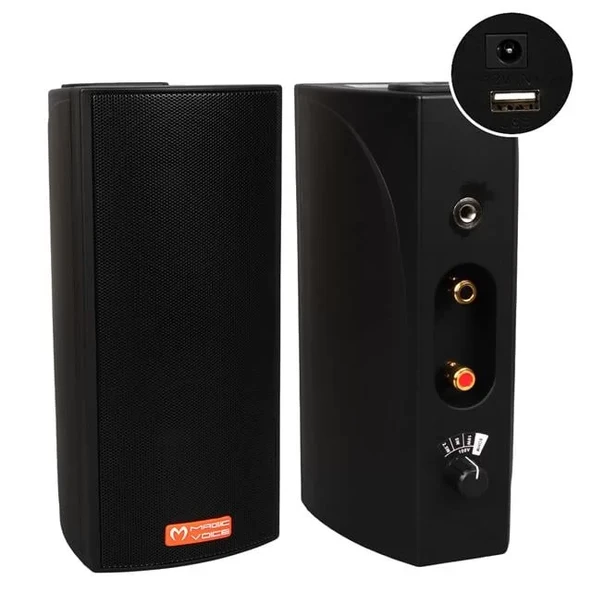 Magicvoice Mv-19 2X7.5 Cm 40 Watt Komütatörlü Hat Trafolu Siyah Sütun Hoparlör (2'Li Takım) ürün görseli 1