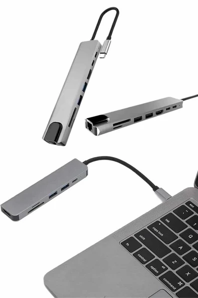 Çevirici Dönüştürücü Adaptör Macbook 3 In 1 Type-C To Hdmı USB 3.0 ürün görseli 1