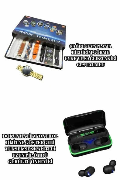Powerbank Bluetooth Kulaklık Ve Akıllı Saat 7 Kordonlu Metal Kordon Plastik Kordon ürün görseli 1