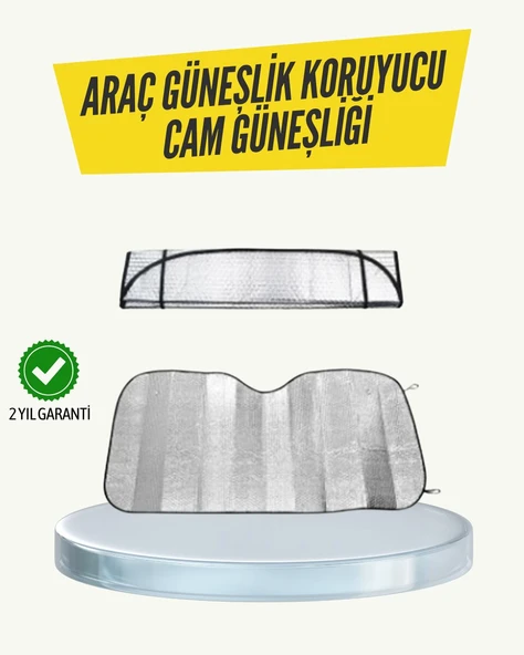 Metalize Reflektörlü Katlanabilir Araç Güneşliği – Yüksek Performanslı Isı ve UV Koruması ürün görseli 1