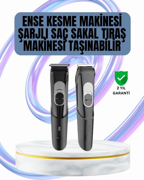 Ergonomik Tasarımlı, 3 Taraklı Profesyonel Şarjlı Saç Sakal Tıraş Makinesi ürün görseli 1