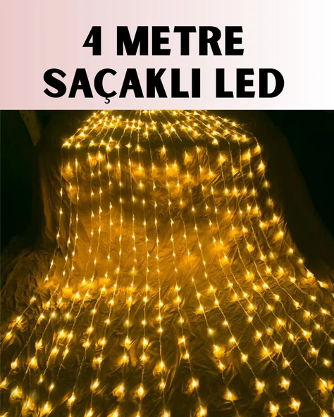 4 Metre Icicle Şelale Led Yılbaşı Perde Işık Sıcak Ambiyans ürün görseli 1