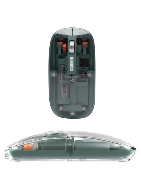 Bluetooth ve 2.4G USB Destekli Pilli Kablosuz Şeffaf Mouse - Resim 5
