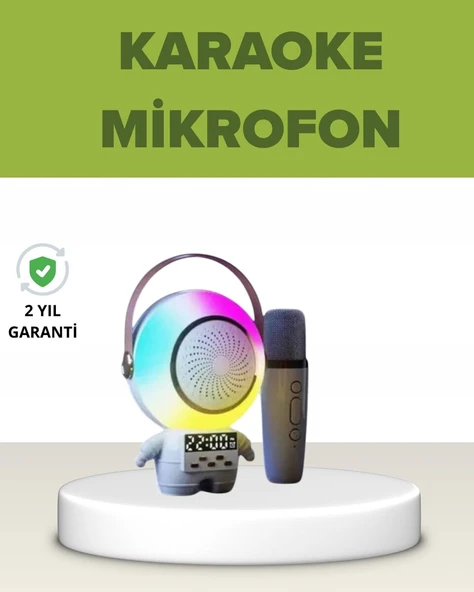 Astronot Tasarımlı Bluetooth Speaker ve Kablosuz Mikrofon Karaoke Seti ürün görseli 1