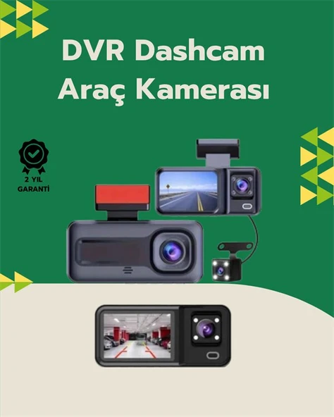 Tam Kapsamlı Araç Güvenliği: 3 Kameralı Full HD Kayıt Sistemi ile Ön, İç ve Arka Görüş ürün görseli 1