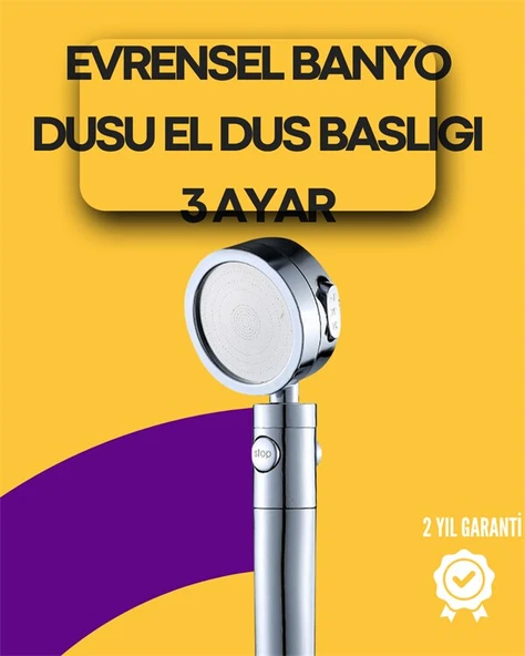 Sağlam Metal Hortum Bağlantılı, 360° Hareketli Duş Başlığı ürün görseli 1