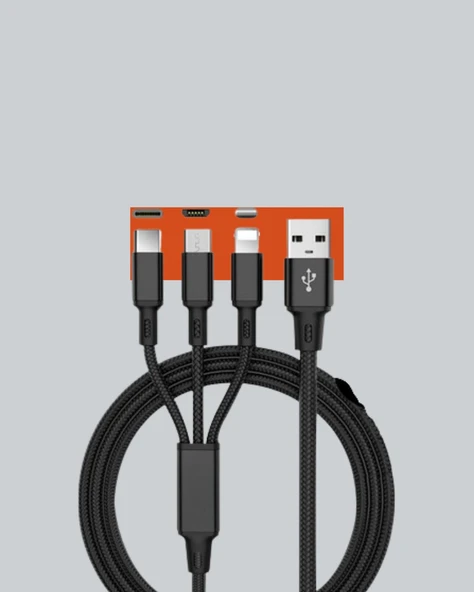 3’ü 1 Arada Hızlı Şarj Kablosu – iOS Android Type-C Uyumlu - Resim 2