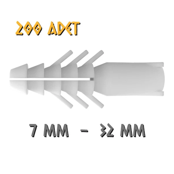 Made Standart Plastik Dübel - No: 7 - 200 Adet ürün görseli 1