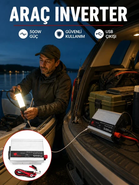 500W Araç İnverter Aküden Priz Dönüştürücü ürün görseli 1