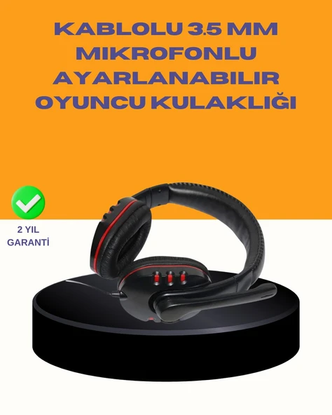 Kırmızı Stereo Kulaklık Yüksek Ses Performansı Dayanıklı Kablo ve Mikrofonlu Tasarım ürün görseli 1