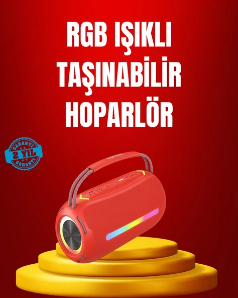 Suya Dayanıklı 20W RGB Hoparlör Bluetooth, USB, SD Kart ve AUX Girişli ürün görseli 1