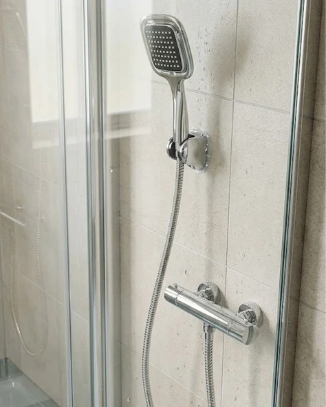 Siyah Duş Başlığı Seti Spiral Hortumlu El Duşu ve Duvar Askısı Banyo Seti ürün görseli 1