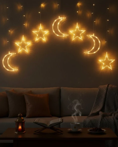Ramazan İçin Büyük Boy Işıklı Ay Yıldız Led ürün görseli 1