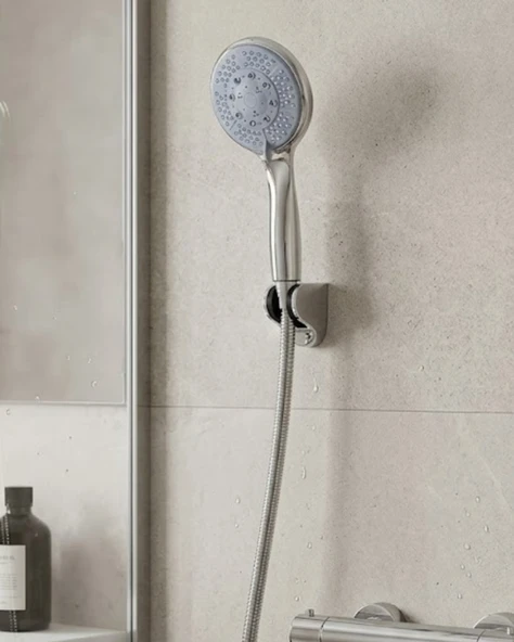 Çok Fonksiyonlu 4 Kademeli El Duşu Seti Spiral Hortumlu Banyo Duş Başlığı ürün görseli 1