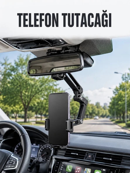 Araç Dikiz Aynası Telefon Tutucu Ayarlanabilir Katlanabilir Navigasyon Telefon Standı ürün görseli 1