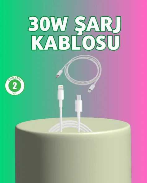 Orijinal Kalite 30W Type-C Lightning Hızlı Şarj Kablosu – 1.2m Dayanıklı ürün görseli 1