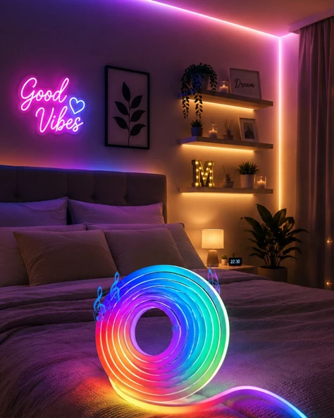 USB Girişli RGB Neon Şerit Led TV Oda Masa Dekor Işığı ürün görseli 1