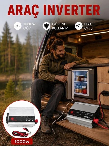 1000 Watt Oto İnvertör Elektrik Dönüştürücü Ev Tipi Priz ürün görseli 1