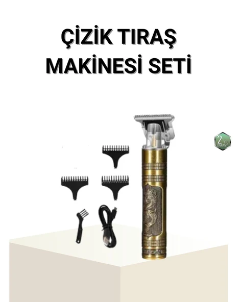 T Bıçaklı Profesyonel Çizik Tıraş Makinesi Seti – 120 Dakika Kullanım, Şarjlı & Kablolu ürün görseli 1