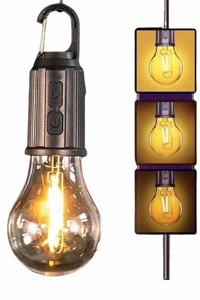 Şarjlı Dekoratif Kamp Lambası Askılı Ampul Led Işık Type-C Girişli ürün görseli 1