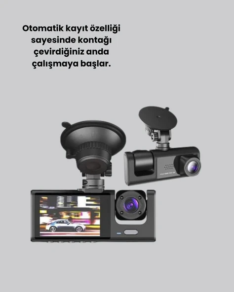 Full HD Araç Kamerası  Çift Yönlü Kayıt ve Darbe Sensörü - Resim 2