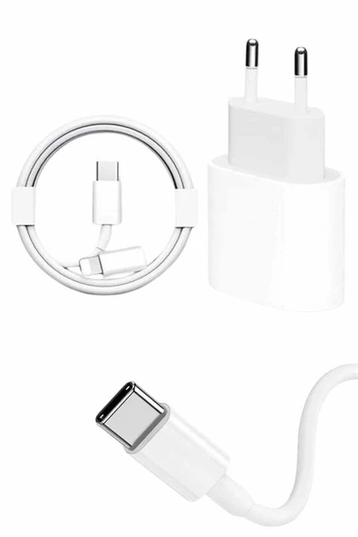 15/Pro/Pro Max 25W İOS Uyumlu Hızlı Şarj Aleti Adaptörlü Beyaz ürün görseli 1