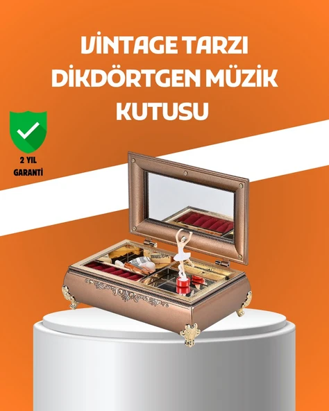 Müzikli Balerin Figürlü Takı Kutusu Piyano Desenli Dekoratif ürün görseli 1